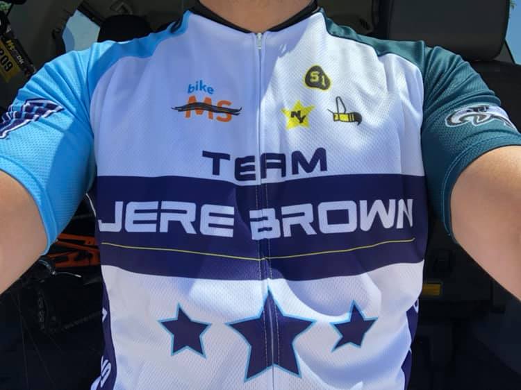 Team Jere Brown tribute cycling jersey.